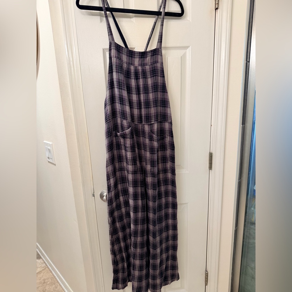 NATURAL LIFE Dakota Plaid tieback adjustable overalls/jumpsuit
